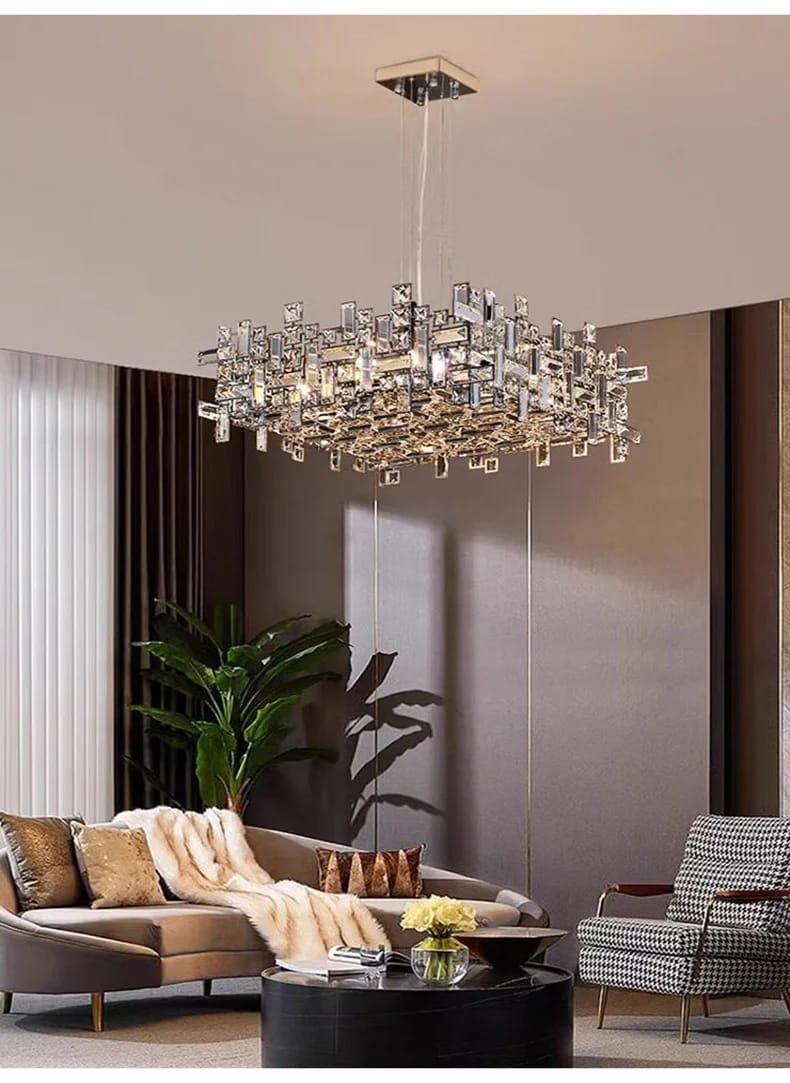Chrome Luxury Crystal Chandelier Italian Design LED Light