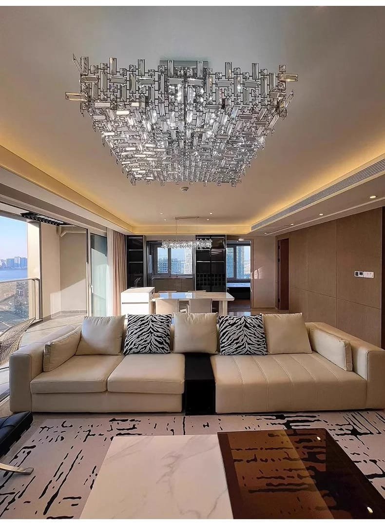 Chrome Luxury Crystal Chandelier Italian Design LED Light