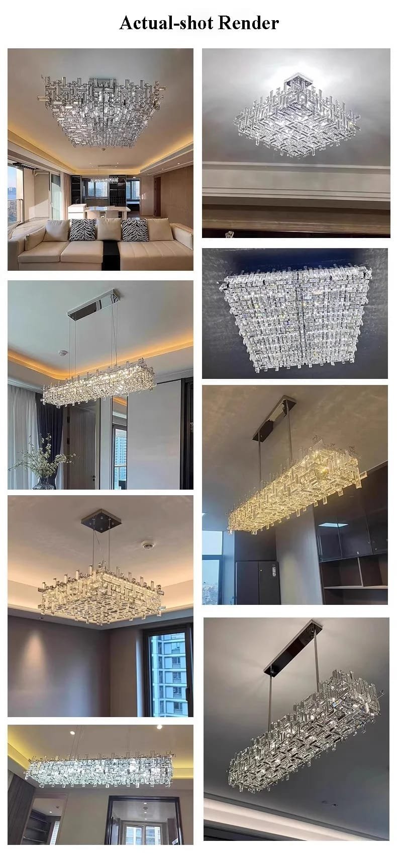 Chrome Luxury Crystal Chandelier Italian Design LED Light