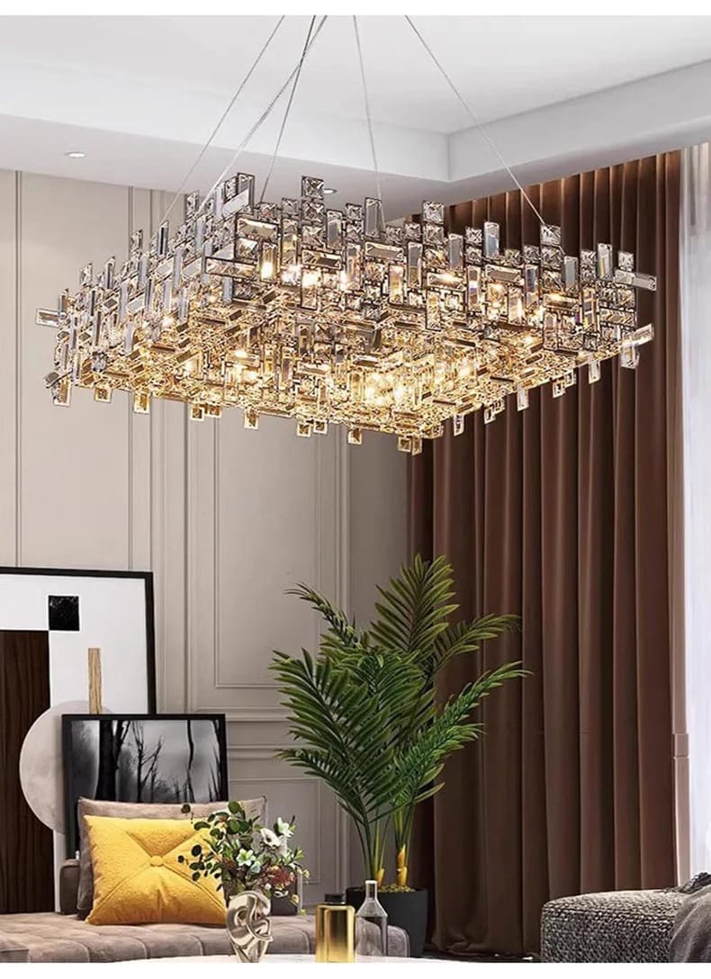 Chrome Luxury Crystal Chandelier Italian Design LED Light