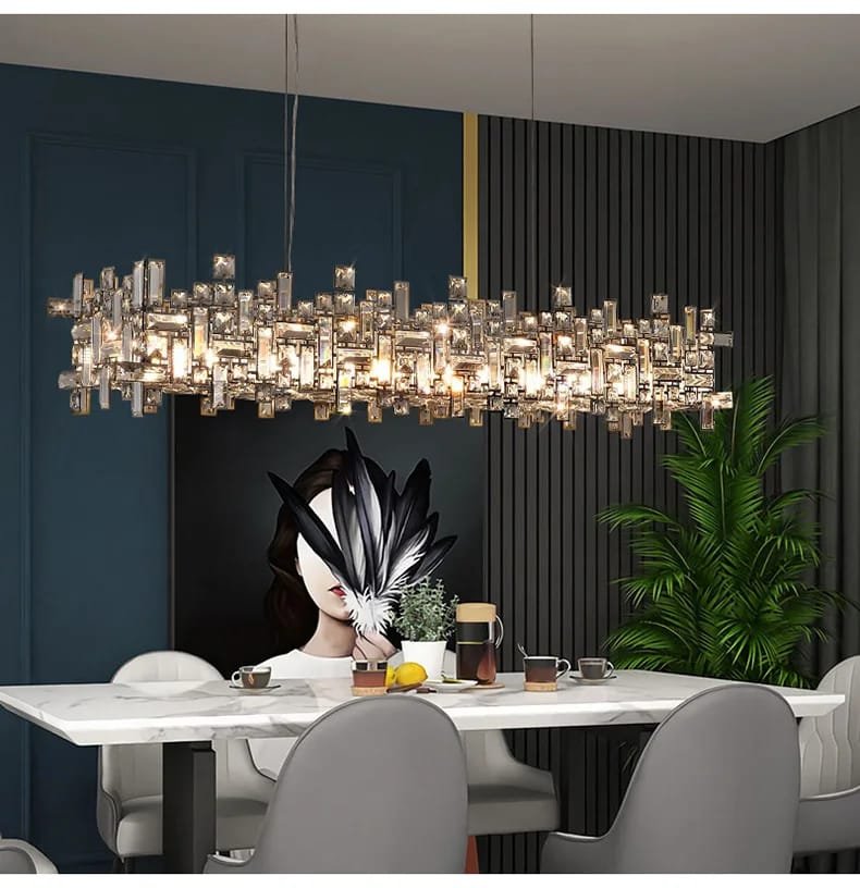 Chrome Luxury Crystal Chandelier Italian Design LED Light