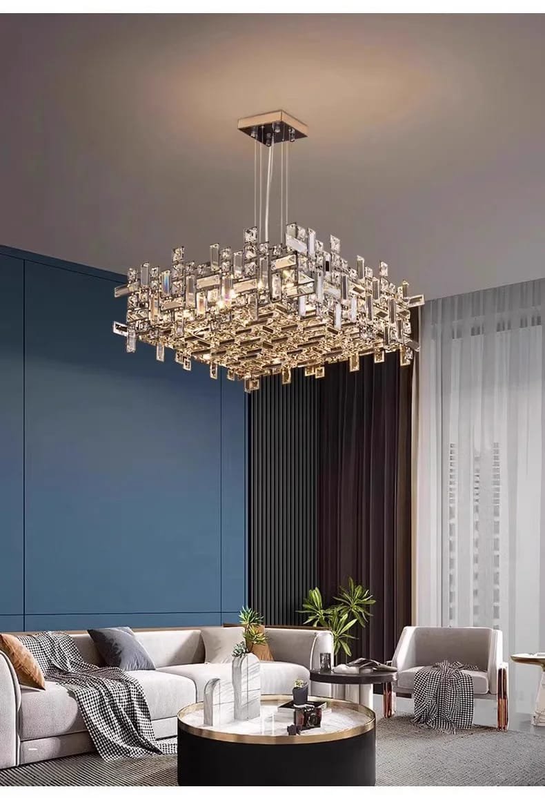 Chrome Luxury Crystal Chandelier Italian Design LED Light