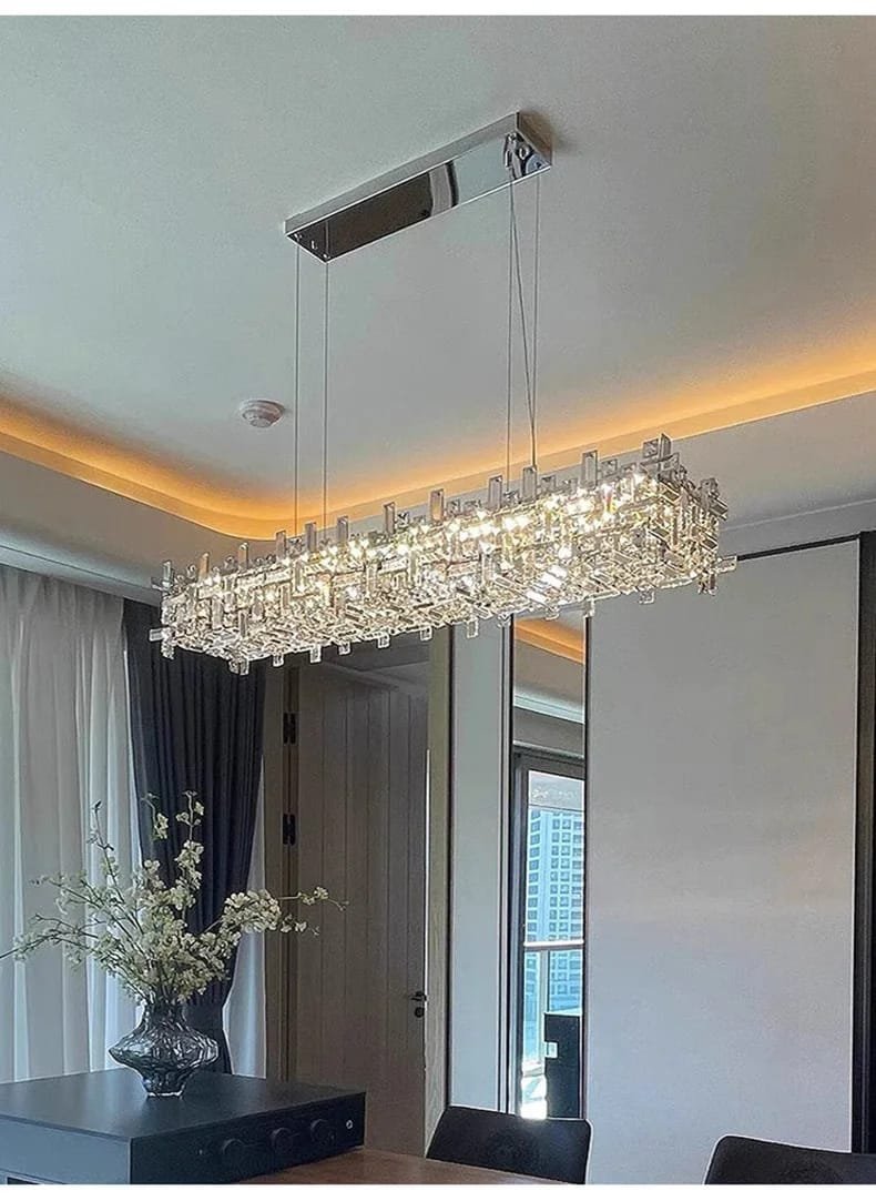 Chrome Luxury Crystal Chandelier Italian Design LED Light