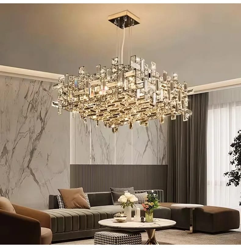 Chrome Luxury Crystal Chandelier Italian Design LED Light