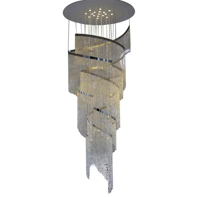 Spiral Design Crystal Chandelier for Staircase Hallway Lobby Light Fixture