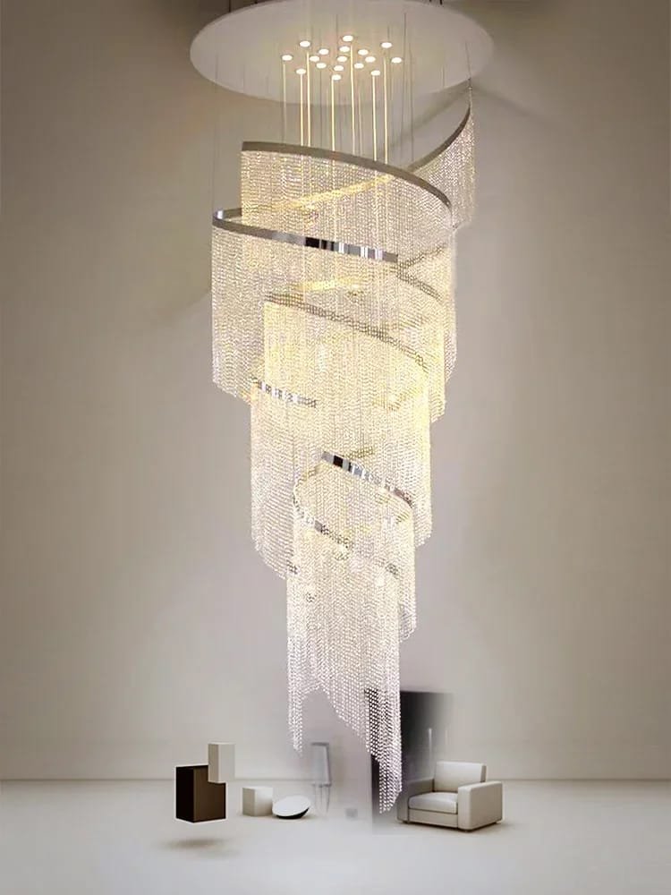 Spiral Design Crystal Chandelier for Staircase Hallway Lobby Light Fixture
