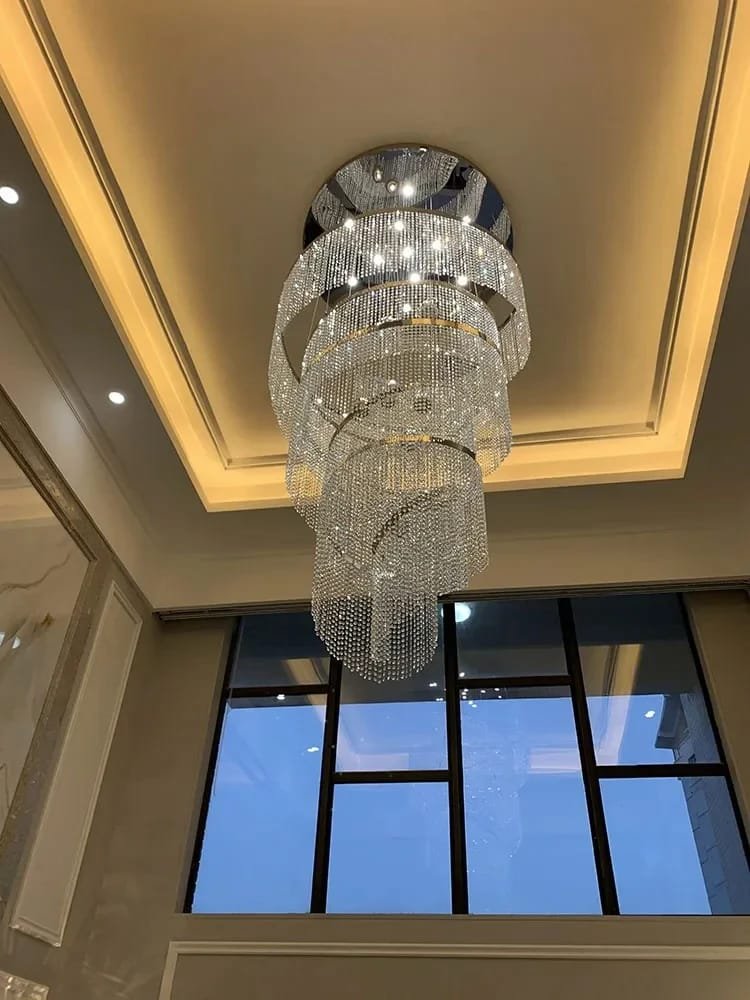 Spiral Design Crystal Chandelier for Staircase Hallway Lobby Light Fixture