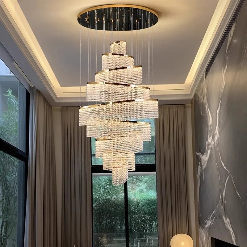 Crystal Chandelier Stair Pendant Lights Interior Lighting