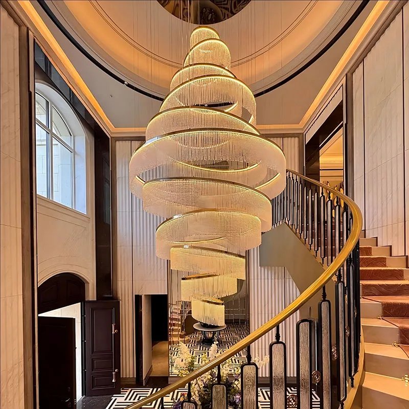 Crystal Chandelier Stair Pendant Lights Interior Lighting