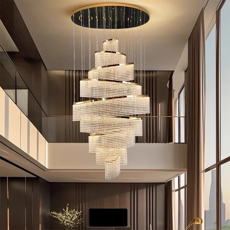 Crystal Chandelier Stair Pendant Lights Interior Lighting