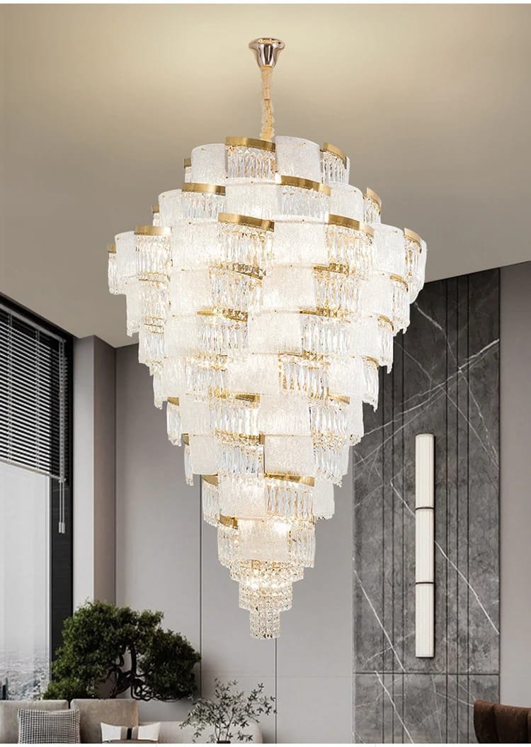 High Ceiling Stairwell Crystal Chandelier Modern Luxury  High Quality Pendant Lamp