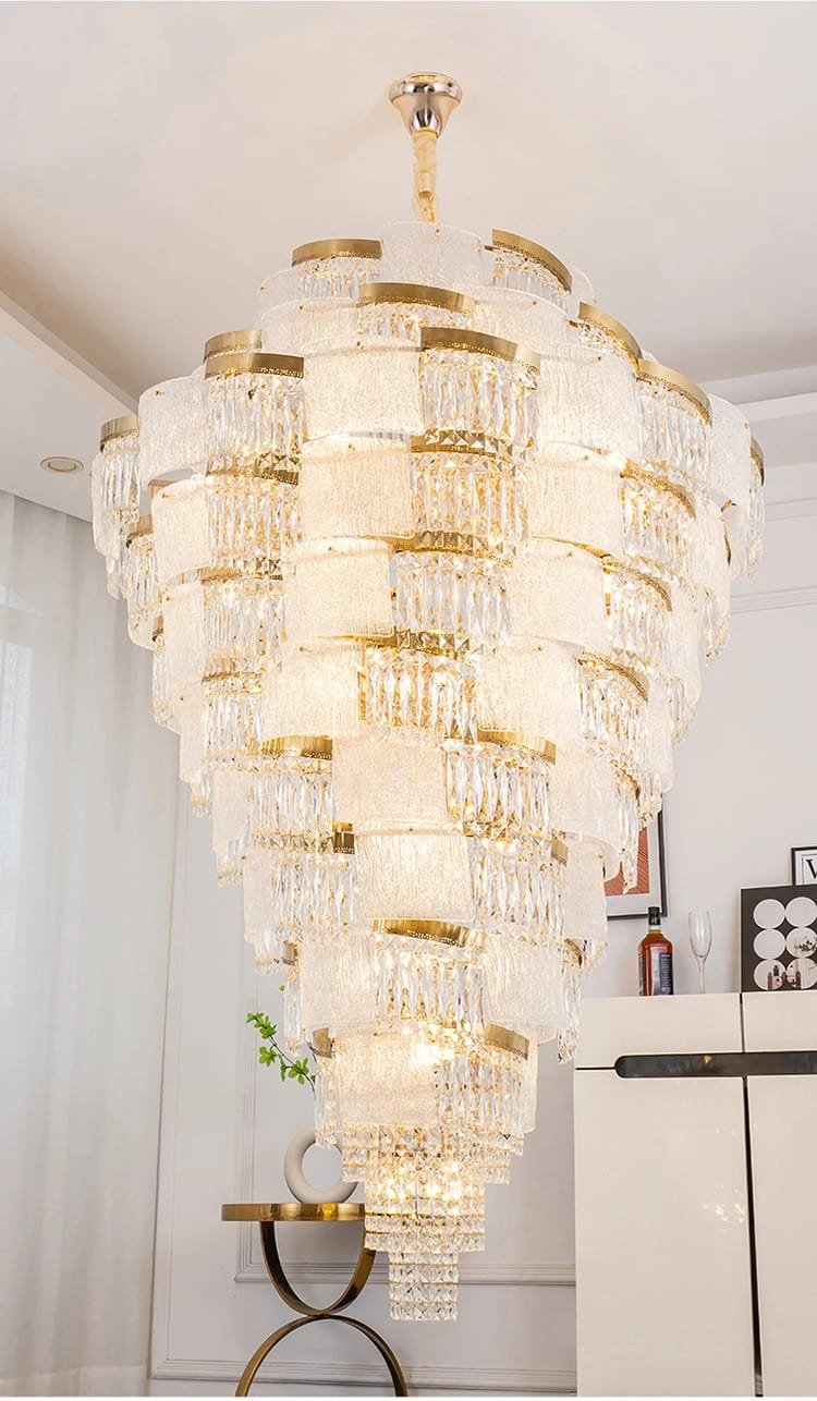 High Ceiling Stairwell Crystal Chandelier Modern Luxury  High Quality Pendant Lamp