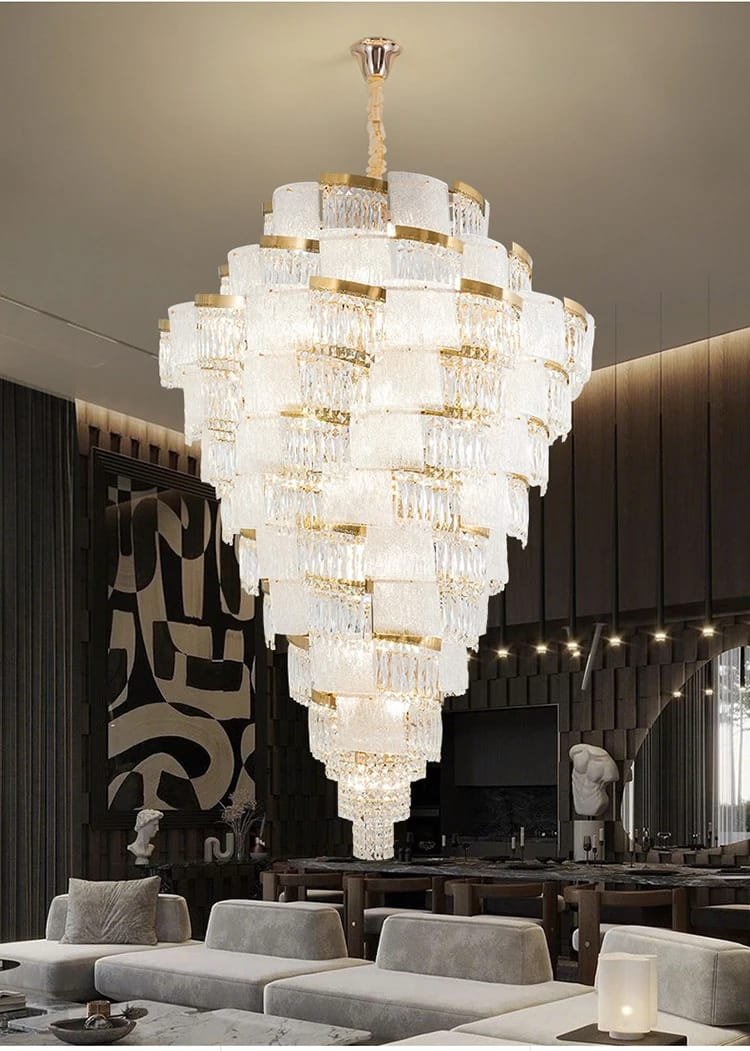 High Ceiling Stairwell Crystal Chandelier Modern Luxury  High Quality Pendant Lamp