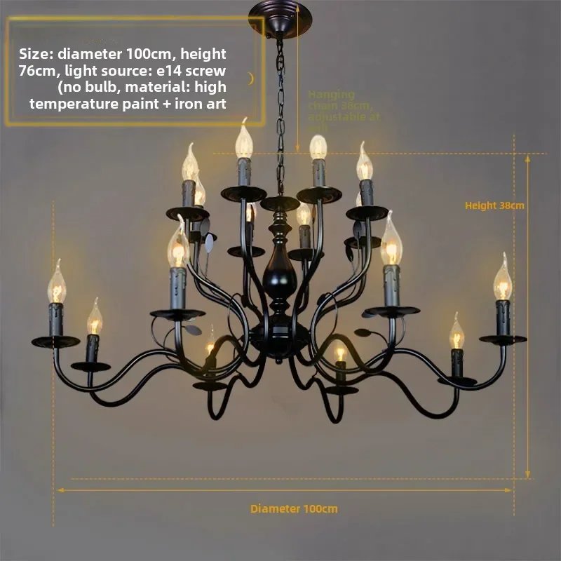 Chandelier American vintage wind candle light