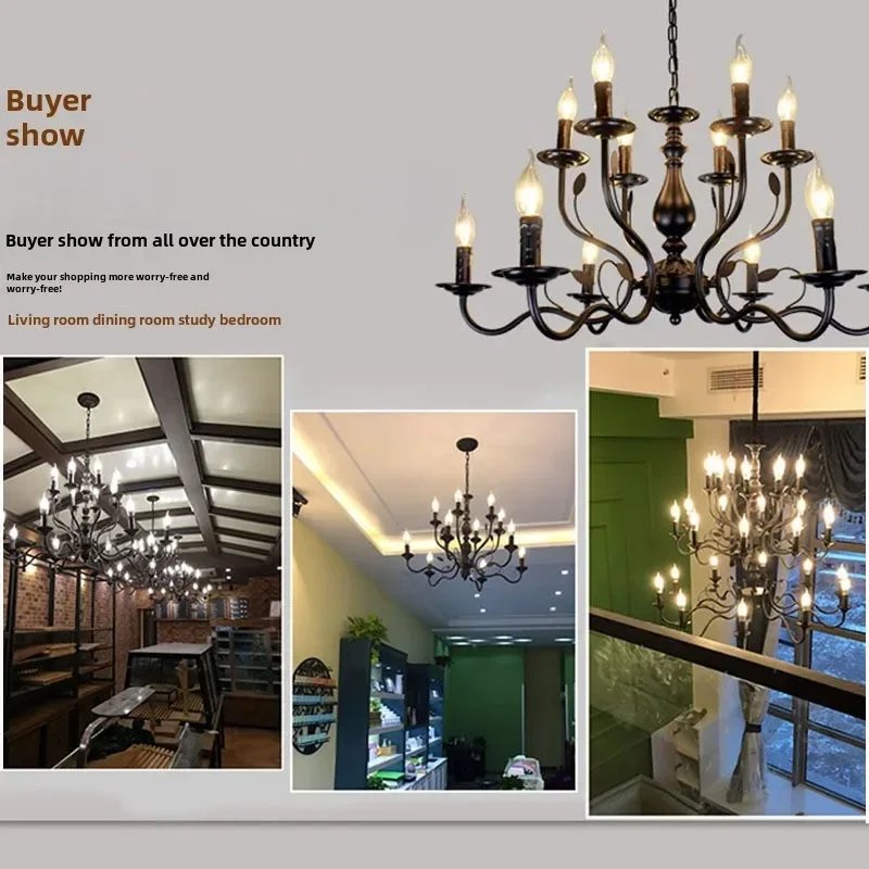 Chandelier American vintage wind candle light