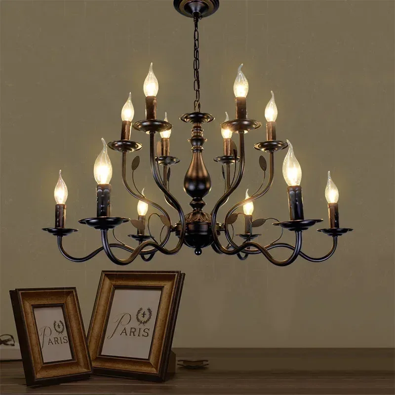 Chandelier American vintage wind candle light