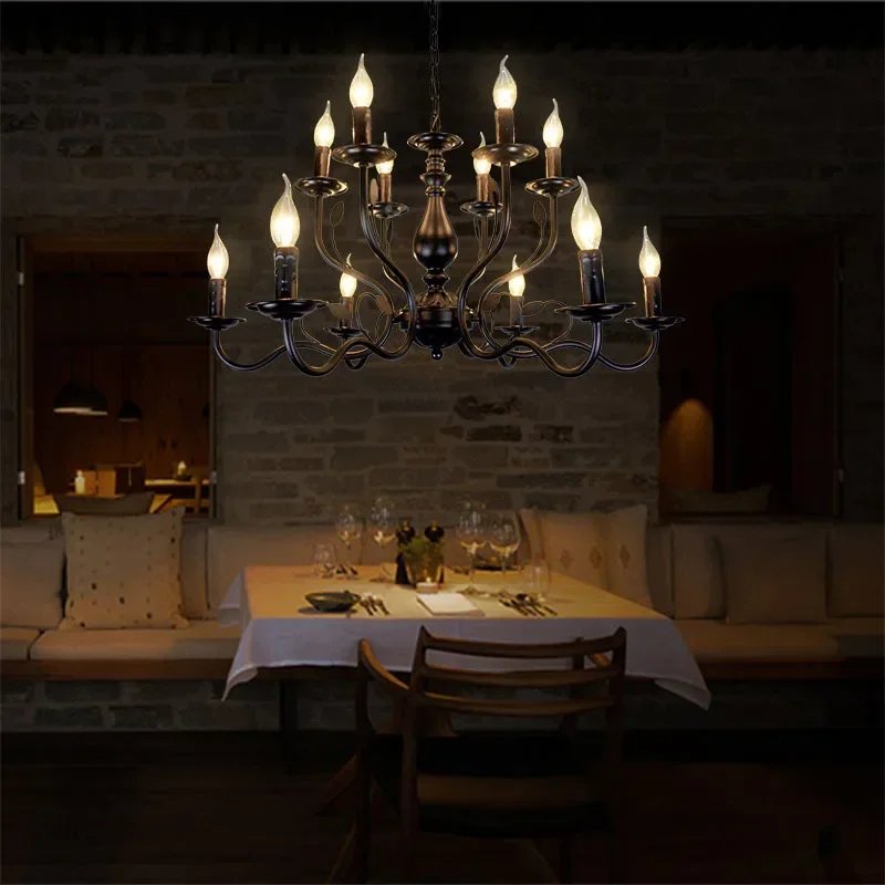 Chandelier American vintage wind candle light