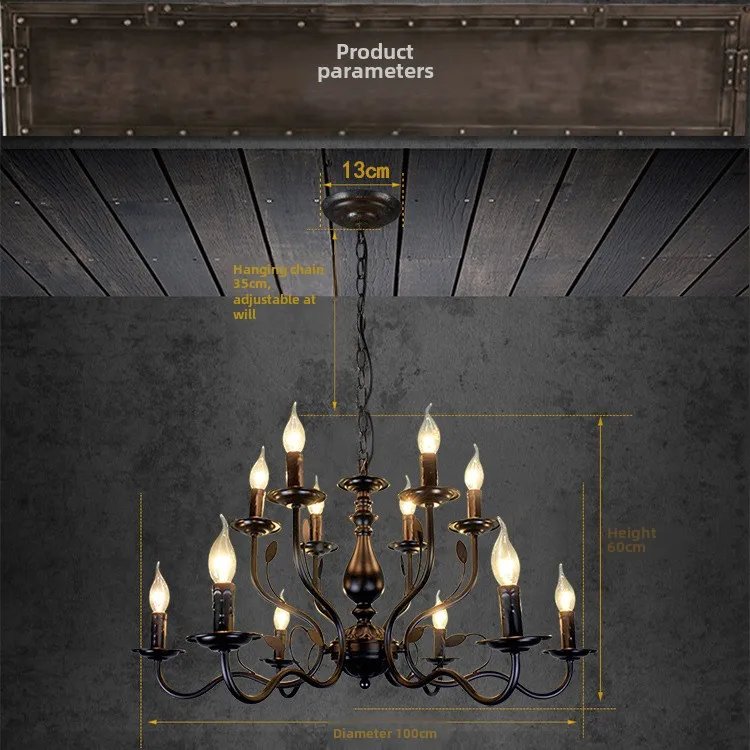 Chandelier American vintage wind candle light candle light