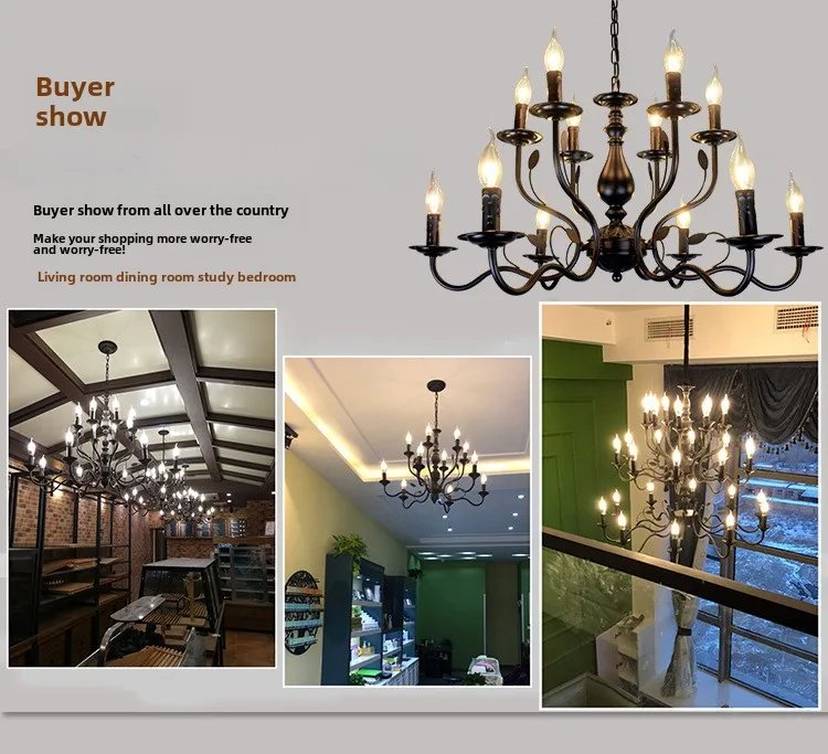 Chandelier American vintage wind candle light candle light