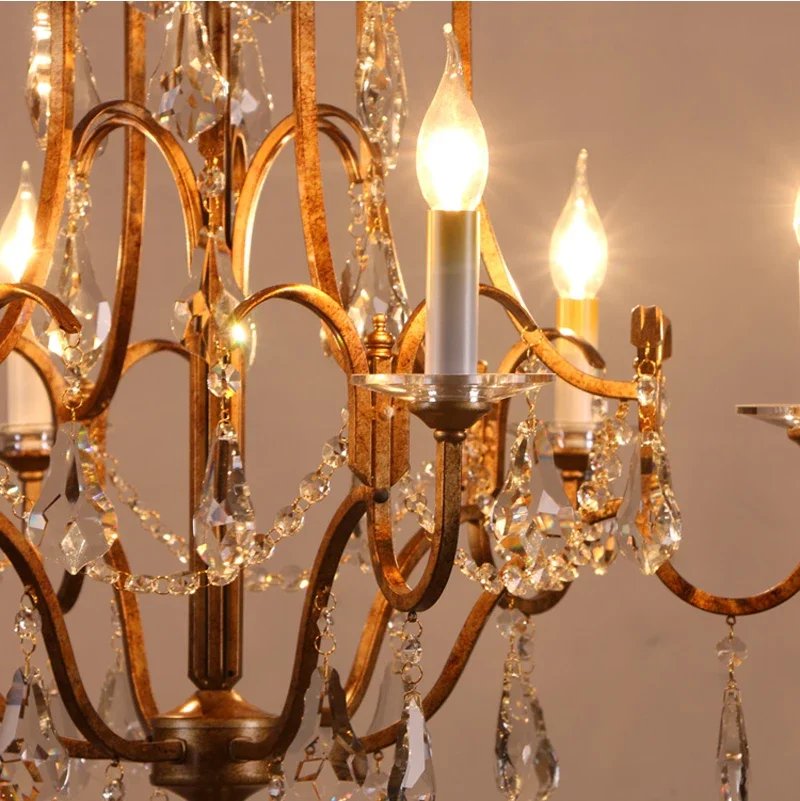 Wrought iron Gold Crystal Chandelier Home Lighting
