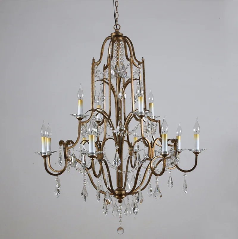 Wrought iron Gold Crystal Chandelier Home Lighting