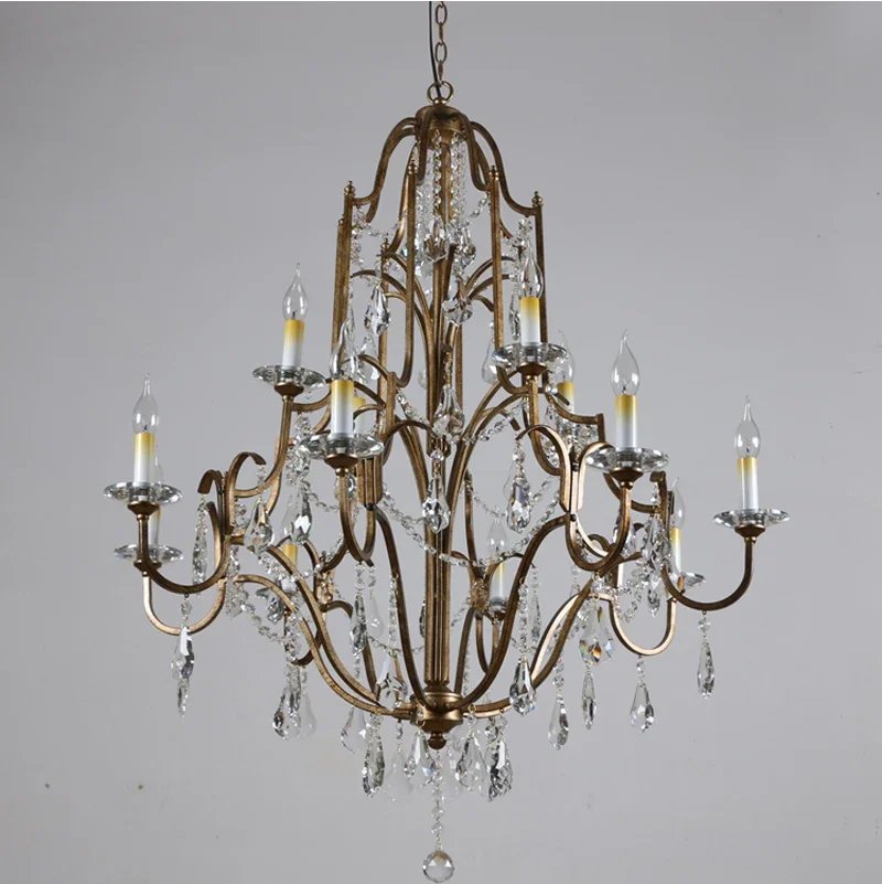 Wrought iron Gold Crystal Chandelier Home Lighting