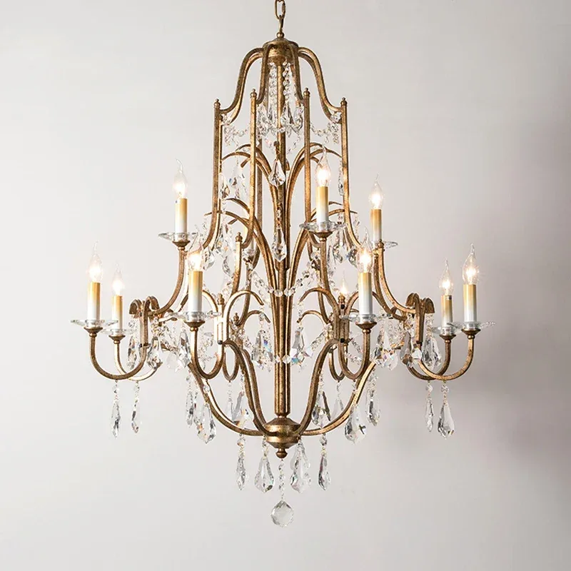 Wrought iron Gold Crystal Chandelier Home Lighting