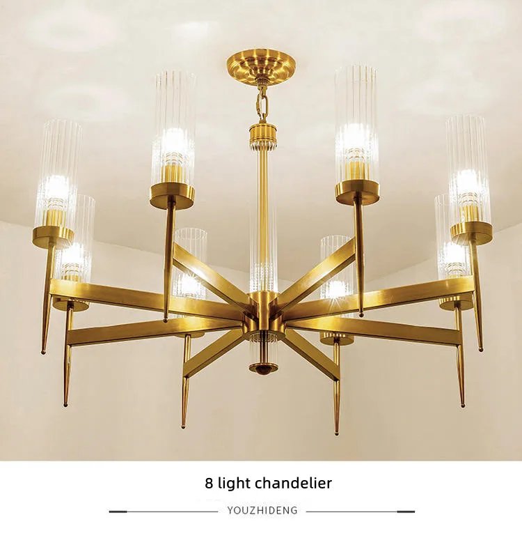 Chandelier Gold Metal Hanging Pendant Lighting Fixture