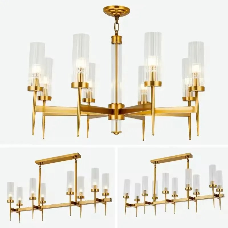 Chandelier Gold Metal Hanging Pendant Lighting Fixture