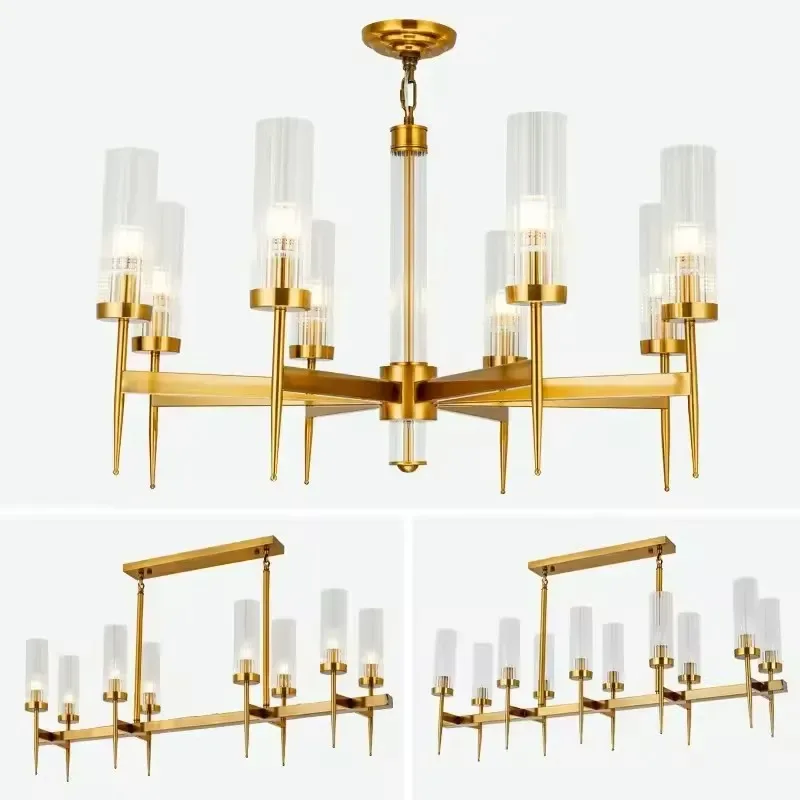 Chandelier Gold Metal Hanging Pendant Lighting Fixture