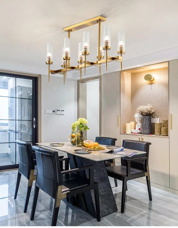 Chandelier Gold Metal Hanging Pendant Lighting Fixture