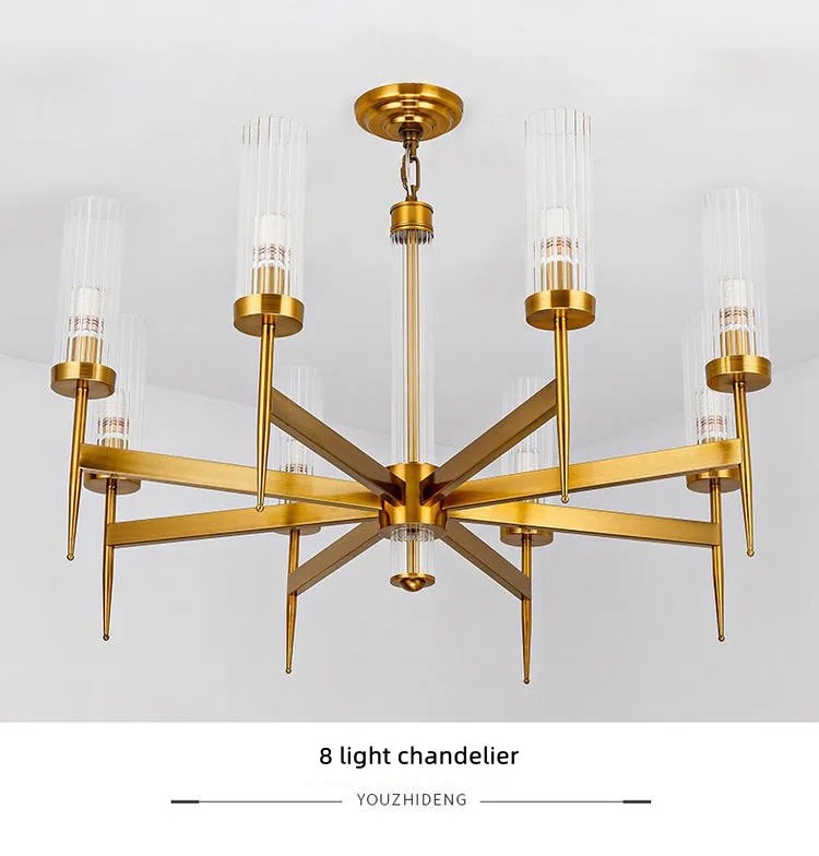 Chandelier Gold Metal Hanging Pendant Lighting Fixture