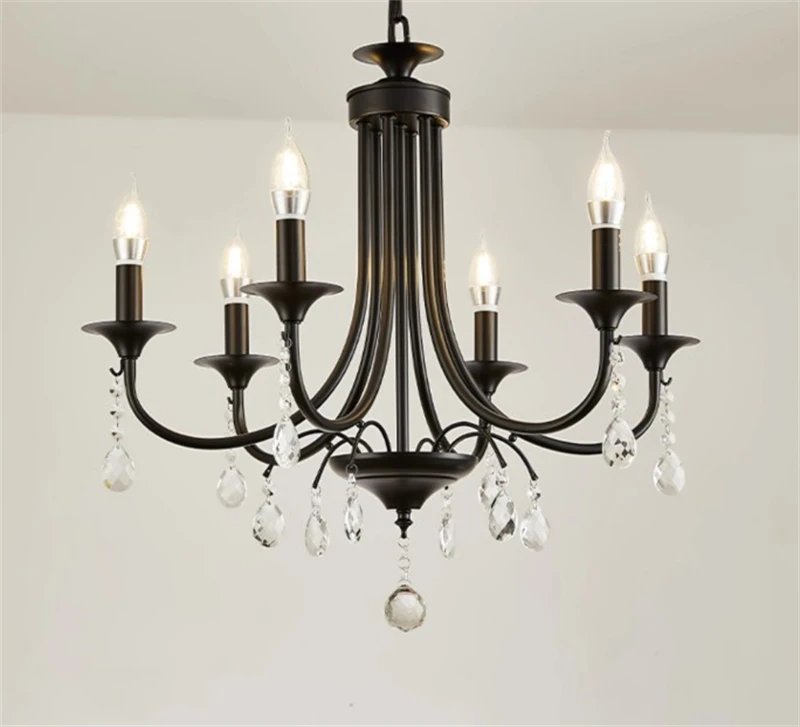Black Modern Crystal Chandelier Lighting Fixture Family Set