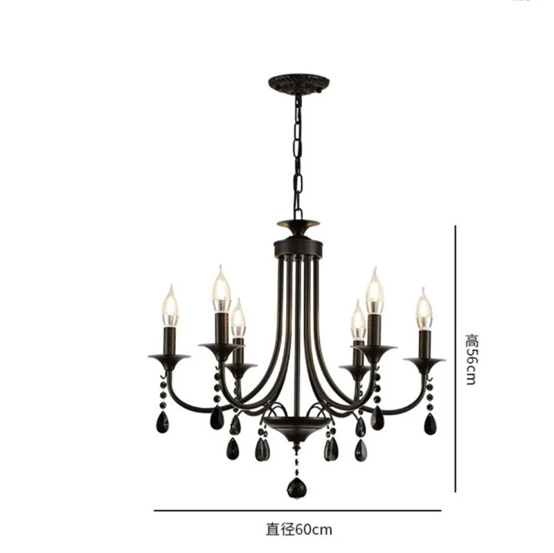 Black Modern Crystal Chandelier Lighting Fixture Family Set