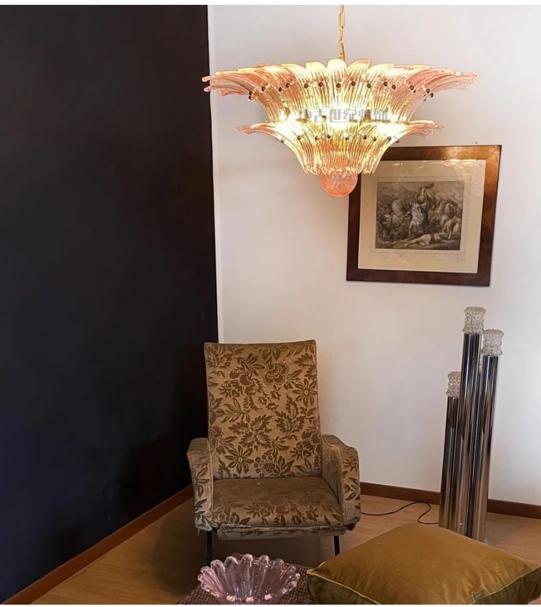 French Vintage Glass Monolara Chandelier Living Room French Vintage Glass Monolara Chandelier Living Room