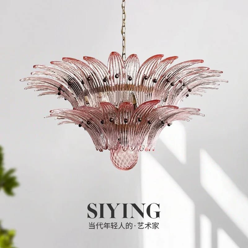 French Vintage Glass Monolara Chandelier Living Room