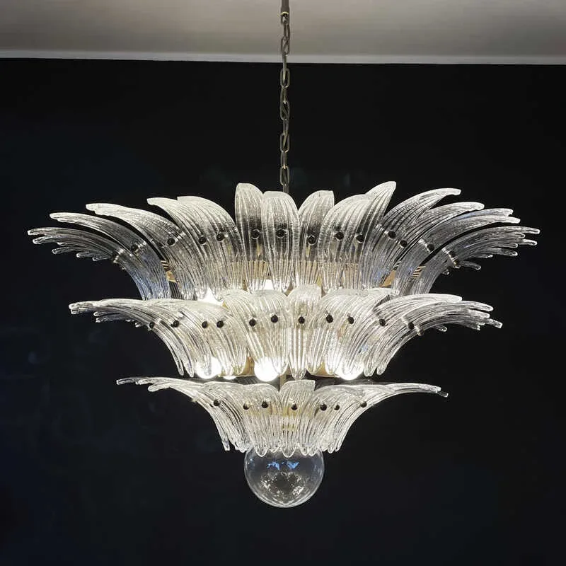 French Vintage Glass Monolara Chandelier Living Room