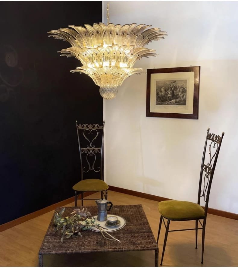 French Vintage Glass Monolara Chandelier Living Room French Vintage Glass Monolara Chandelier Living Room