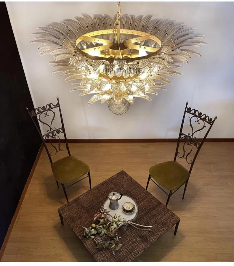 French Vintage Glass Monolara Chandelier Living Room French Vintage Glass Monolara Chandelier Living Room