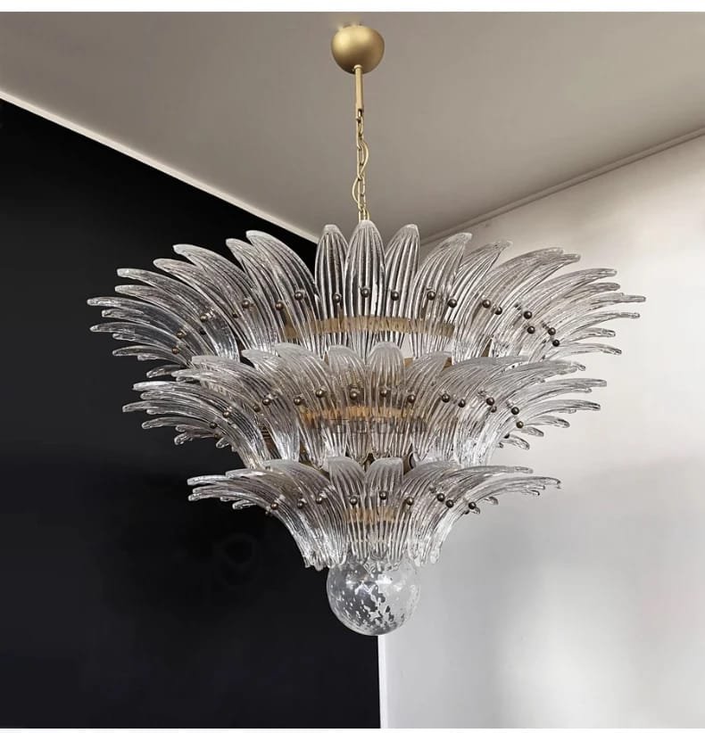 French Vintage Glass Monolara Chandelier Living Room French Vintage Glass Monolara Chandelier Living Room