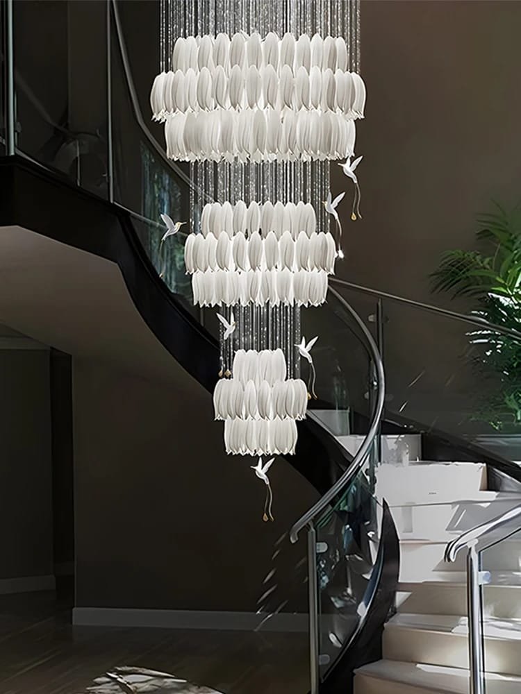 Modern Ceramic Ceiling Chandelier Custom Made For Staircase Loft Stairway Modern Ceramic Ceiling Chandelier Custom Made For Staircase Loft Stairway