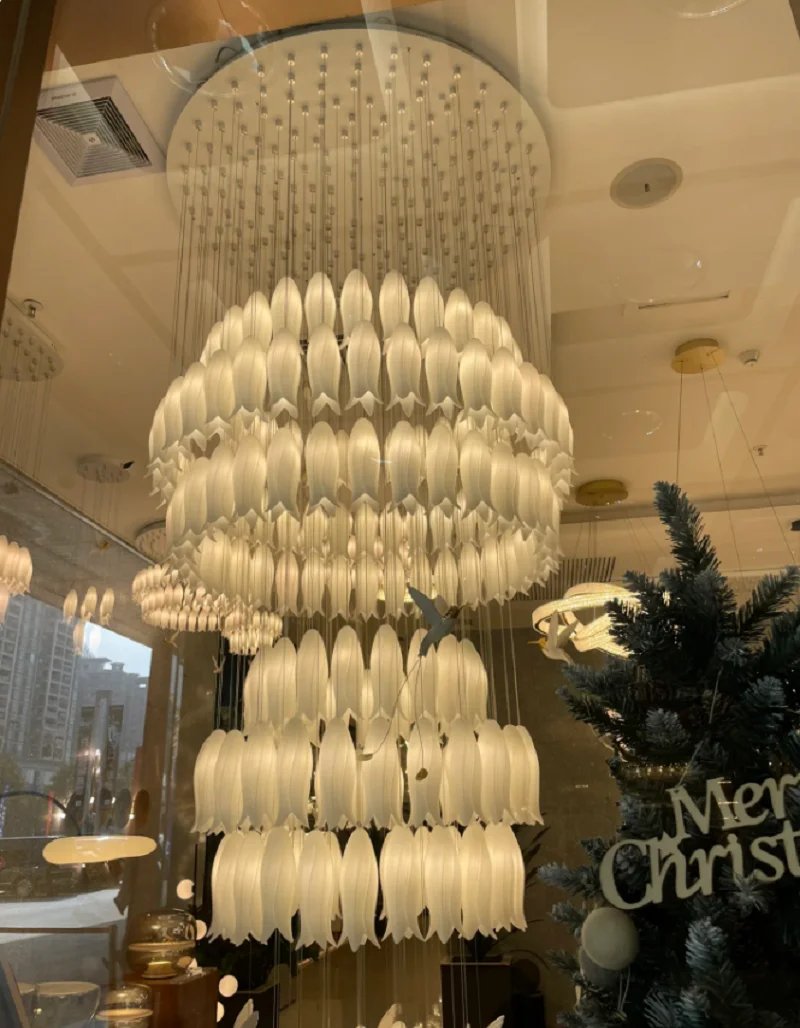 Modern Ceramic Ceiling Chandelier Custom Made For Staircase Loft Stairway Modern Ceramic Ceiling Chandelier Custom Made For Staircase Loft Stairway