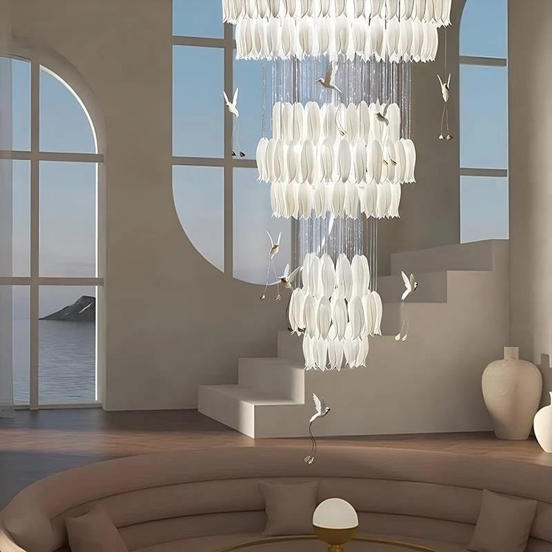 Modern Ceramic Ceiling Chandelier Custom Made For Staircase Loft Stairway Modern Ceramic Ceiling Chandelier Custom Made For Staircase Loft Stairway