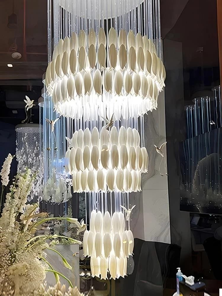 Modern Ceramic Ceiling Chandelier Custom Made For Staircase Loft Stairway Modern Ceramic Ceiling Chandelier Custom Made For Staircase Loft Stairway