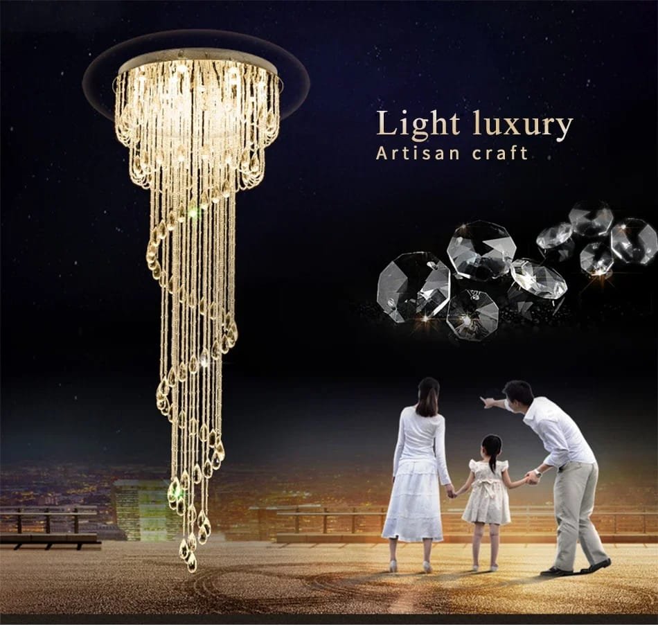 Modern Crystal Bespoke Chandelier Designs Spiral Staircase Lamp Modern Crystal Bespoke Chandelier Designs Spiral Staircase Lamp