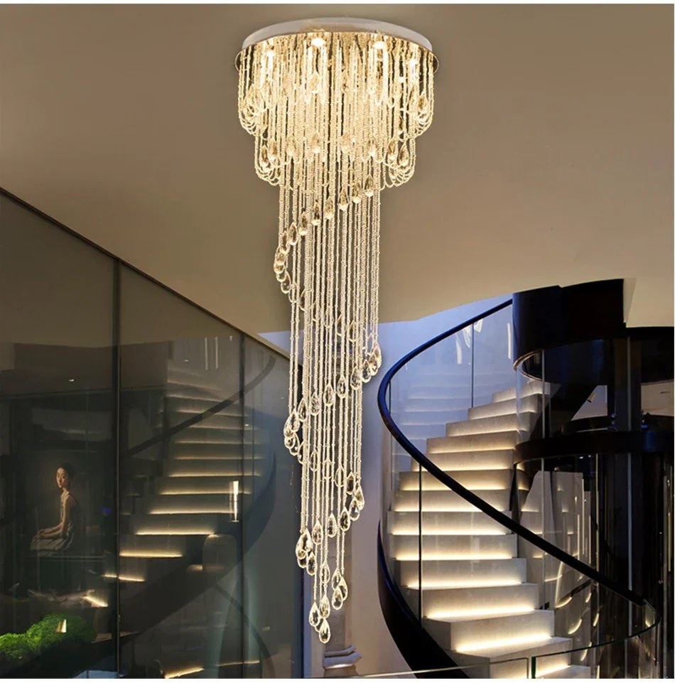 Modern Crystal Bespoke Chandelier Designs Spiral Staircase Lamp Modern Crystal Bespoke Chandelier Designs Spiral Staircase Lamp