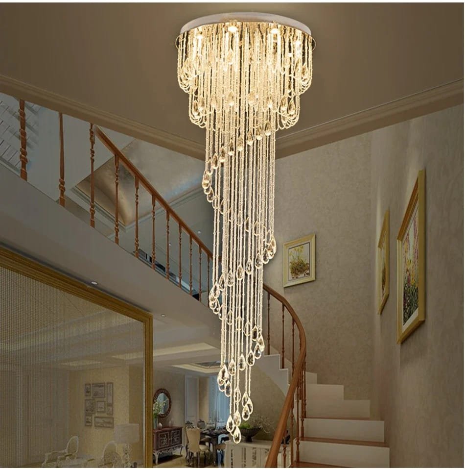 Modern Crystal Bespoke Chandelier Designs Spiral Staircase Lamp Modern Crystal Bespoke Chandelier Designs Spiral Staircase Lamp