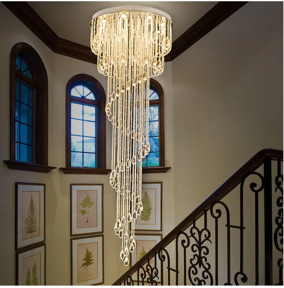 Modern Crystal Bespoke Chandelier Designs Spiral Staircase Lamp Modern Crystal Bespoke Chandelier Designs Spiral Staircase Lamp