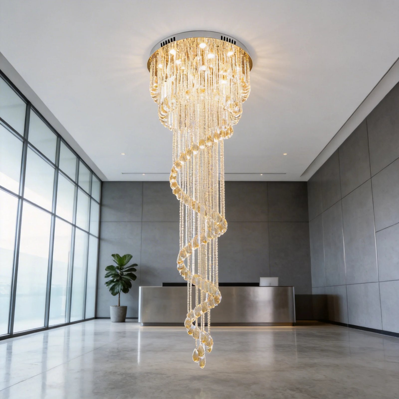 Modern Crystal Bespoke Chandelier Designs Spiral Staircase Lamp