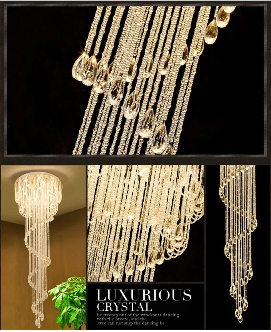 Modern Crystal Bespoke Chandelier Designs Spiral Staircase Lamp Modern Crystal Bespoke Chandelier Designs Spiral Staircase Lamp